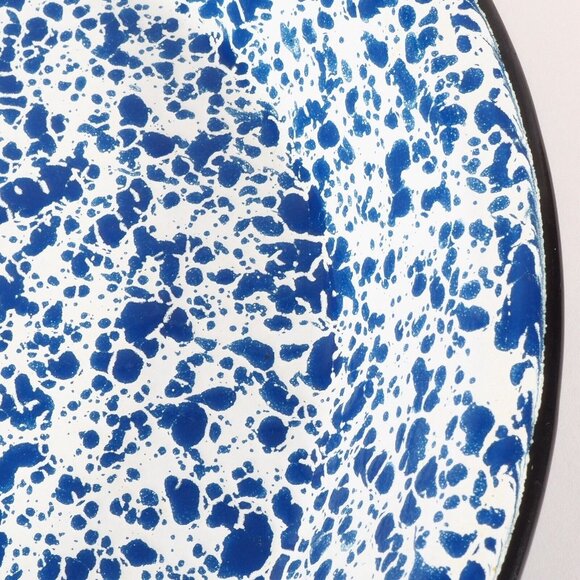 Vintage Speckled Blue Enamelware 12-Inch Dinner Plate Rustic Farmhouse Style - Picture 3 of 6